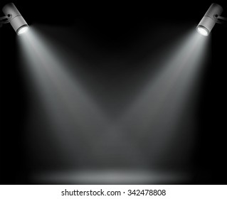 Two Spotlights On Black Background