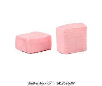 Two Square Chewy Candies On White Background