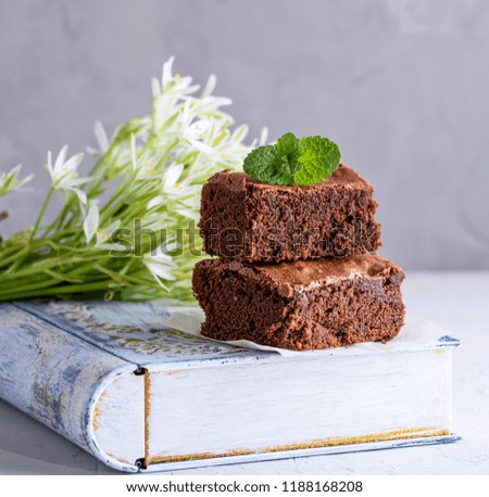 Similar – quadratische Stücke Schokoladenbrownie