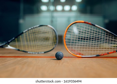 Two Squash Rackets And Ball, Game Concept