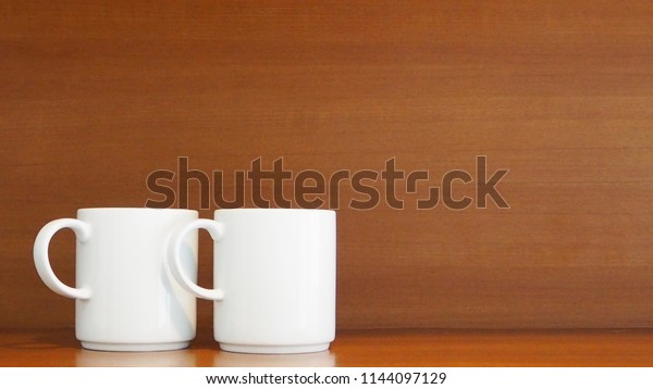 Two Stacking White Porcelain Mugs On Stock Photo Edit Now 1144097129