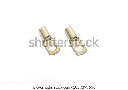 Two steel cable lugs on an isolated white background