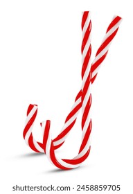 two sticks of Christmas lollipops are highlighted on a white background