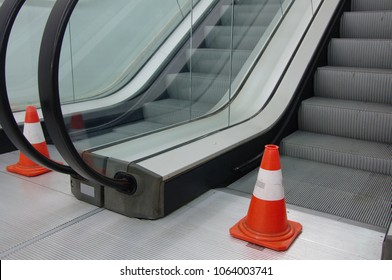 Two Stopped Escalators Out Of Order