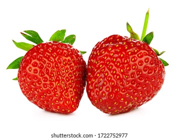 Two strawberries isolated on white background - Shutterstock ID 1722752977