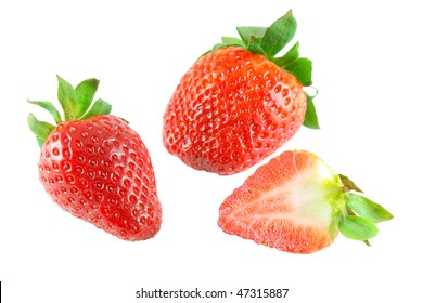 two strawberry and one half - Shutterstock ID 47315887