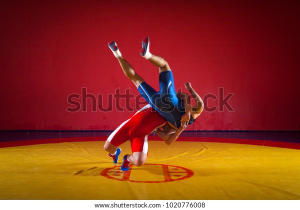 Two Strong Wrestlers Blue Red Wrestling Stock Photo Edit Now 1020776008