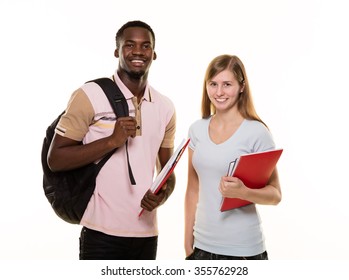 Two Student On White Background