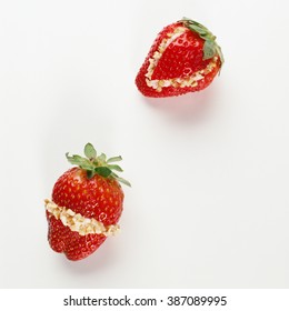 Two Stuffed Strawberries On White Background