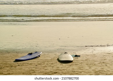 Two Surf Boards At Beach 