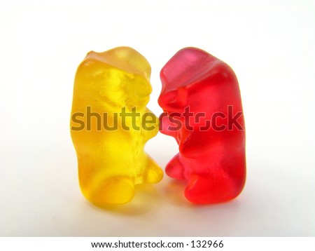 Two sweet bears holding hands