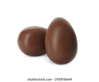 Two Sweet Chocolate Eggs On White Background