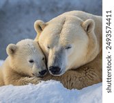 two sweet polar bears cuddling