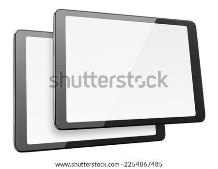 Two tablet computers, isolated on white background