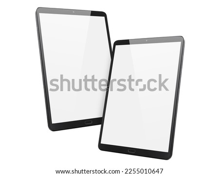 Two tablet computers, isolated on white background