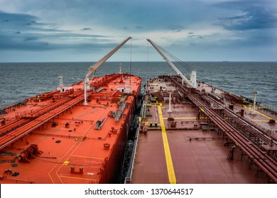 Two tankers carrying out ship to ship transfer operation