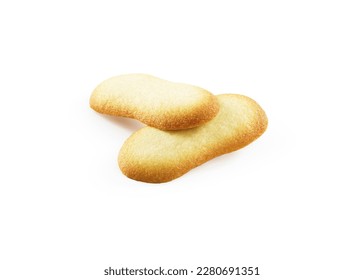 two tasteful  biscuits ( cat tongues) on a white background