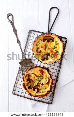 Similar – Puff pastry biscuits with nectarines, camembert and thyme