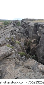 Two Tectonic Plates, The North American And The Eurasian, Drifting Apart