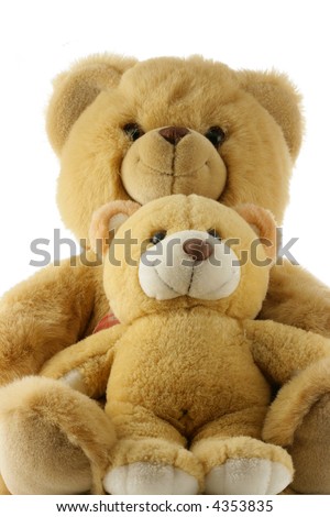 Two teddy bears isolated over a white background
