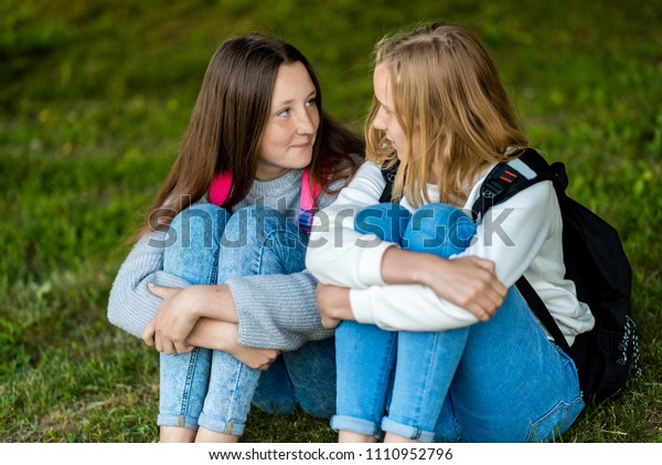 Two Teenage Girl Summer Nature They Stock Photo 1110952796 | Shutterstock