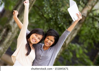 Two Teenage Girls Celebrating Successful Exam Results