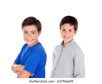 Two Teenager Boys Isolated On A White Background