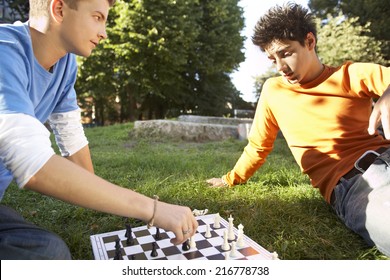 Two Teenagers Playing Chess.