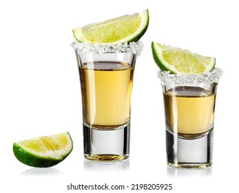 Two Tequila Glass Shots Lime Slices Stock Photo 2198205925 | Shutterstock