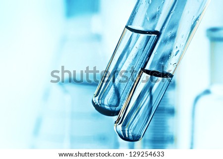Two test tubes. Small depth of field.