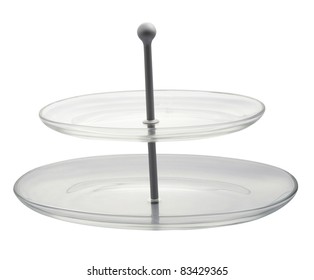 Two Tiered Cake Stand Made Of Glass With Clipping Path