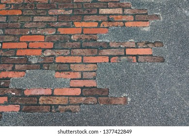 Two tone background of orange bricks and concrete - Image
