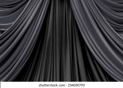 Two Tone Of Black Curtain On Stage Curtain On Stage For Luxury Background