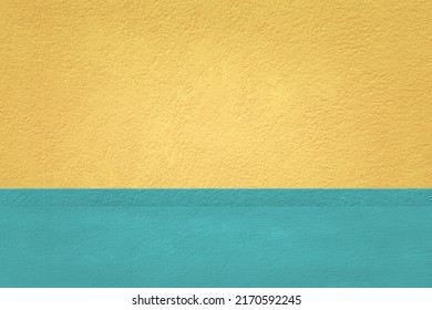 two tone concrete background, yellow and blue,  for exterior or interior and display show products, studio room, backdrop            