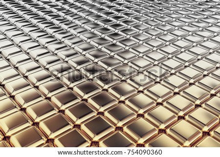 Two tone Gold and silver squares extruded abstract background , 3d