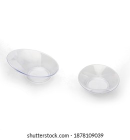 Two Transparent Plastic Cups Isolated Over White Background, Confectionery Object Photography, Clipart Wallpaper