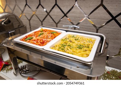 Two Type Of Pasta In Buffet.