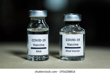 Two types of COVID-19 vaccine mRNA and viral vector - Shutterstock ID 1956208816
