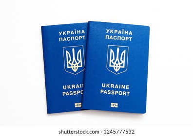 Ukraine Biometric Passports Blue Color Isolated Stock Photo (Edit Now ...