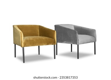 Two upholstered chairs on a white background.