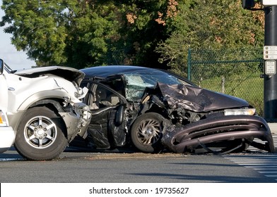 Two Vehicle accident at a busy intersection - Powered by Shutterstock