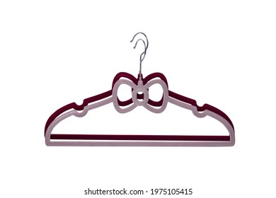 Two Velvet Plastic Clothes Hangers Isolated On White Background.