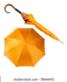 Two Views Of Yellow Umbrella Isolated On White