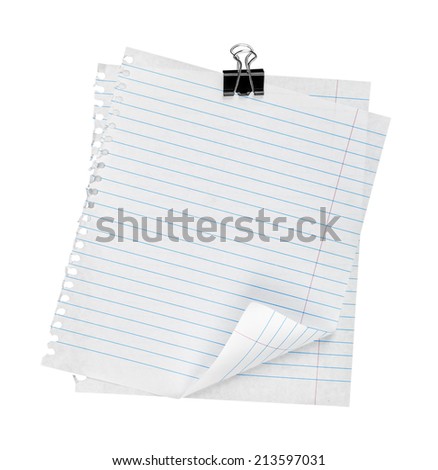 two vintage sheet of paper stapled on an isolated white background