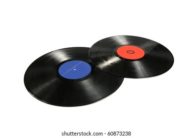 Two Vinyl Records Isolated On White Background