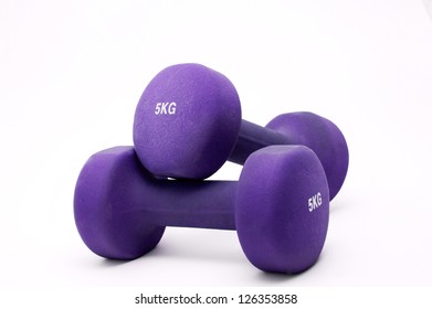 Two Violet  Dumbbell Isolated On White