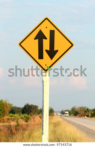 two way arrow\
traffic sign, road\
background