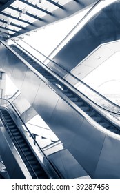 It Is The Two Ways Escalators In Modern Building.