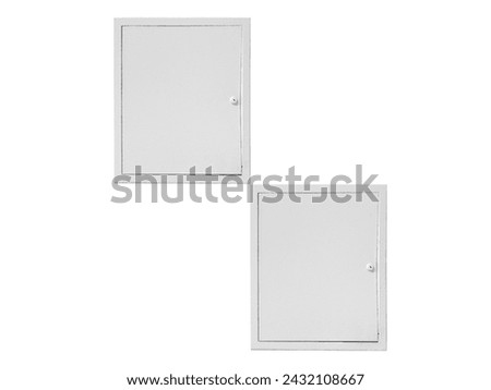 Two white electric meter boxes is isolated on a white background.