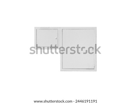 Two white electric meter boxes is isolated on a white background.